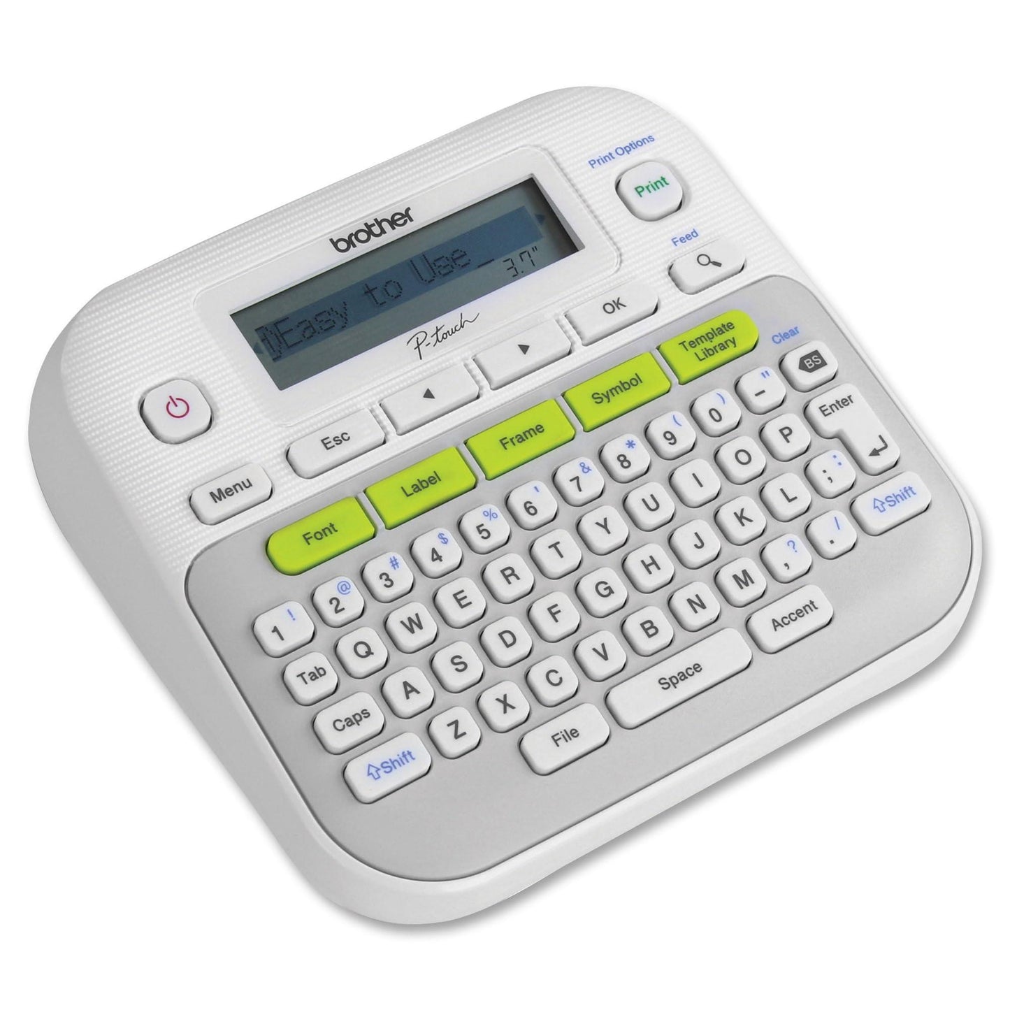 Brother P-touch, PTD210, Easy-to-Use Label Maker, One-Touch Keys, Multiple Font Styles, 27 User-Friendly Templates, White, Gray/White