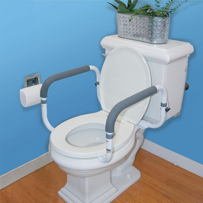 Carex Toilet Safety Frame - Toilet Safety Rails With Adjustable Width - Toilet Rails For Elderly, Handicap, Home Health Care Equipment After Surgery, Supports 300lbs