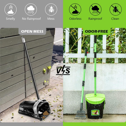 MXF Pooper Scooper Swivel Bin & Rake Kit with 20 Waste Bags, 36.6" Long Handle Adjustable Portable Non-Breakable Dog Pooper Scooper for Large Medium Small Dogs, Poop Scooper for Lawn Yard Dog Kennel