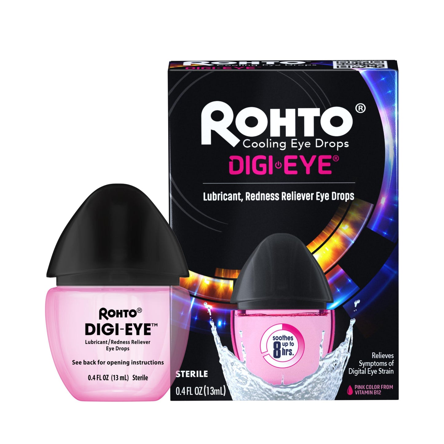 Rohto Digi-Eye Digital Eye Strain Eye Drops, Cooling Eye Strain Relief From Digital Eye Strain Symptoms, Long-Lasting, Soothing Eye Relief, Eye Drops for Red, Tired Eyes 0.4 fl oz Bottle (Pack of 2)