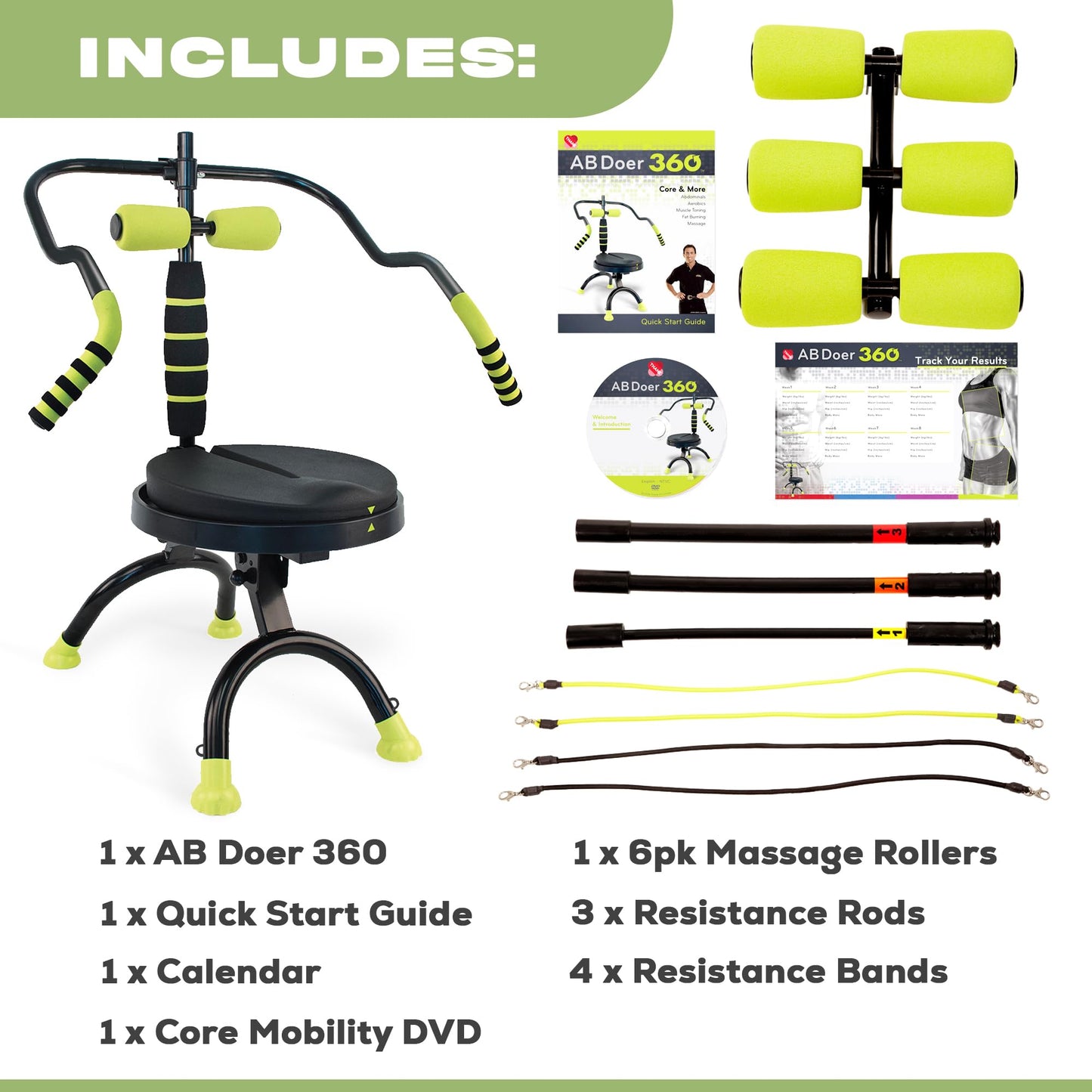 AB Doer 360 Ab Fitness Machine PRO Kit - Full Body Workout System for Abdominal & Muscle Activation