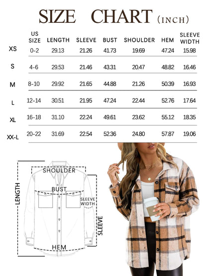 AUTOMET Womens Fall Outfits Fashion Clothes Shackets Flannel Plaid Button Down Long Sleeve Shirts Jackets 2024 Apricot L