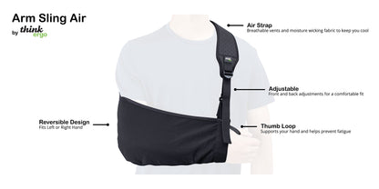 Think Ergo Arm Sling Air: Breathable Medical Sling with Padding on Strap. For Broken & Fractured Bones, Shoulder & Rotator Cuff Support