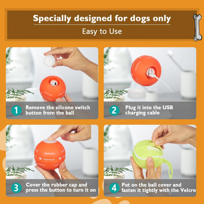 PetDroid Interactive Dog Toys Dog Ball,[Newly Upgraded] Durable Motion Activated Automatic Rolling Ball Toys for/Small/Medium/Large Dogs,USB Rechargeable