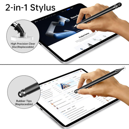 Stylus (5 Pcs), 2-in-1 Stylus Pen for Touch Screen, High Precision and Sensitivity, Suitable for iPhone/ipad/Android Tablets, Compatible with All Touch Screens (Black/White/Blue/Rose Gold/Silver)