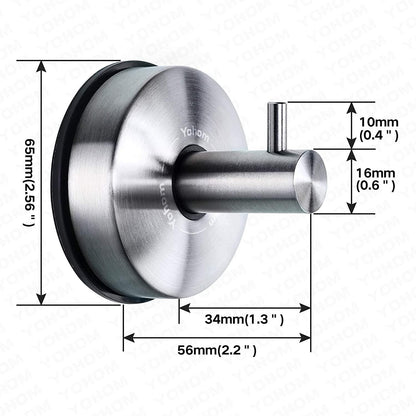 YOHOM Stainless Steel Vacuum Suction Cup Bathroom Shower Holders - Removable Towel Rack, Bathrobe and Loofah Hooks with Brushed Finish