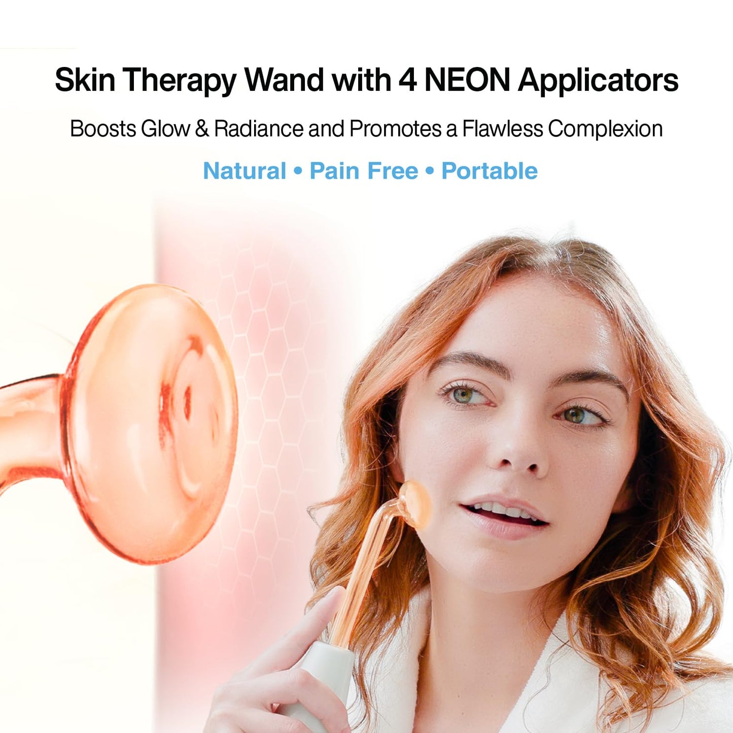 NuDerma Portable Handheld Skin Therapy Wand Machine w/Neon – Anti-Aging - Skin Tightening - Wrinkle Reducing - Dark Circles – Clarifying - Hair & Scalp Stimulator