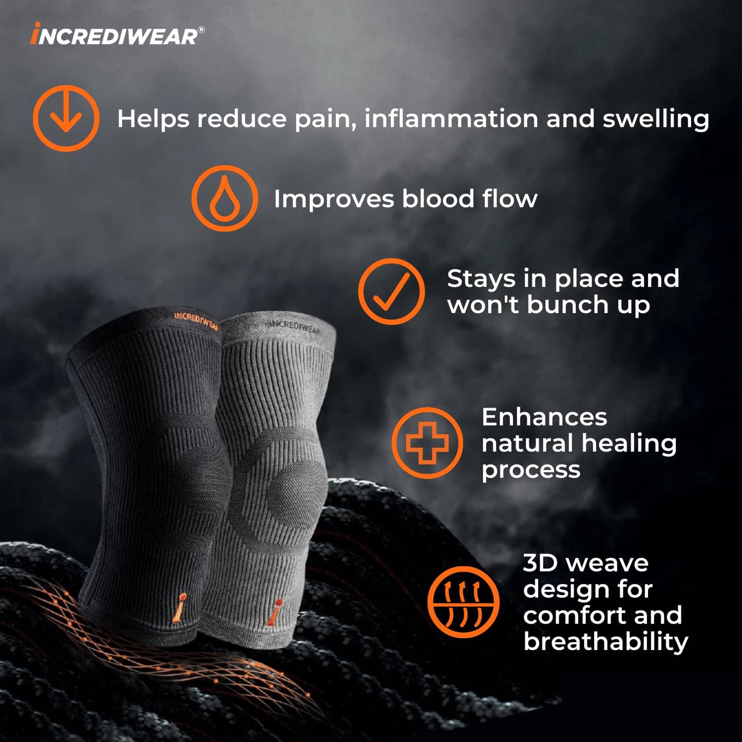 Incrediwear Knee Sleeve – Knee Braces for Knee Pain, Joint Pain Relief, Swelling, Inflammation Relief, and Circulation, Knee Support for Women and Men, Fits 22”-26” Above Kneecap (Black, XXX-Large)