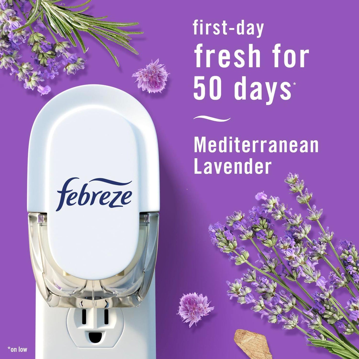 Febreze Plug In Air Freshener, Odor-Fighting Scented Oil Refill, Air Fresheners for Home and Bathroom and Kitchen, Long Lasting for Strong Odors, Mediterranean Lavender Scent, 0.87oz Refills, 3 Count