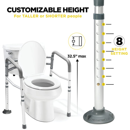 Medical king Toilet Safety Rail - Adjustable Detachable Toilet Safety Frame with Handles Heavy-Duty Toilet Safety Rails Stand Alone - Toilet Safety Rails for Elderly, Handicapped - Fits Most Toilets