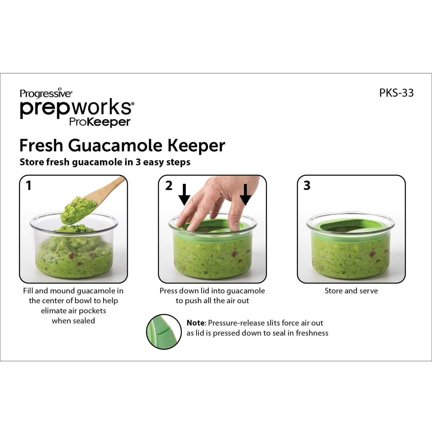 PREPWORKS Progressive International Fresh Guacamole ProKeeper Plastic Kitchen Storage Container with Air Tight Lid (Green)