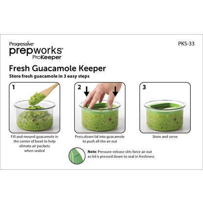 PREPWORKS Progressive International Fresh Guacamole ProKeeper Plastic Kitchen Storage Container with Air Tight Lid (Green)