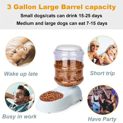 Automatic Dog Feeders - Dog Feeder Dispenser for Large Dogs,3 Gallon Capacity Gravity Dog Cat Feeder Food Dispenser,Large Dog Food Dispenser Pet Feeder Station,Gravity Feeder for Dogs Cats