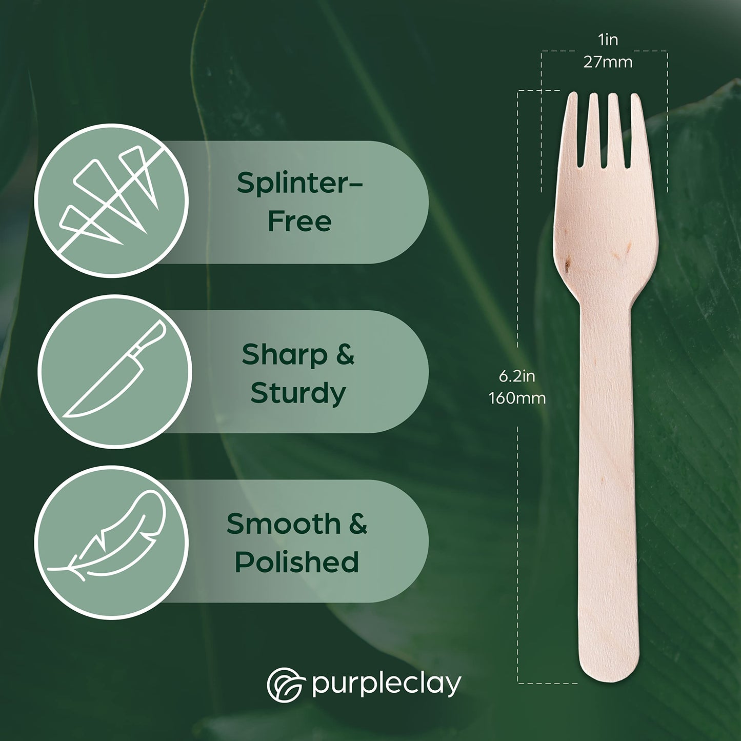 Wooden Disposable Forks - 300 Piece Wood Compostable Forks - Eco-Friendly Biodegradable Utensils for Party - Free From Plastic Cutlery Set - Disposable Cutlery Fork for Eating - Compostable Utensils