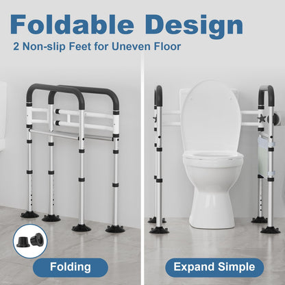 HOMLAND Toilet Safety Rails for Seniors, Adjustable Detachable Toilet Safety Frame with Handles for Elderly and Disabled, 350LBS Handicap Toilet Rail Fits Most Toilets