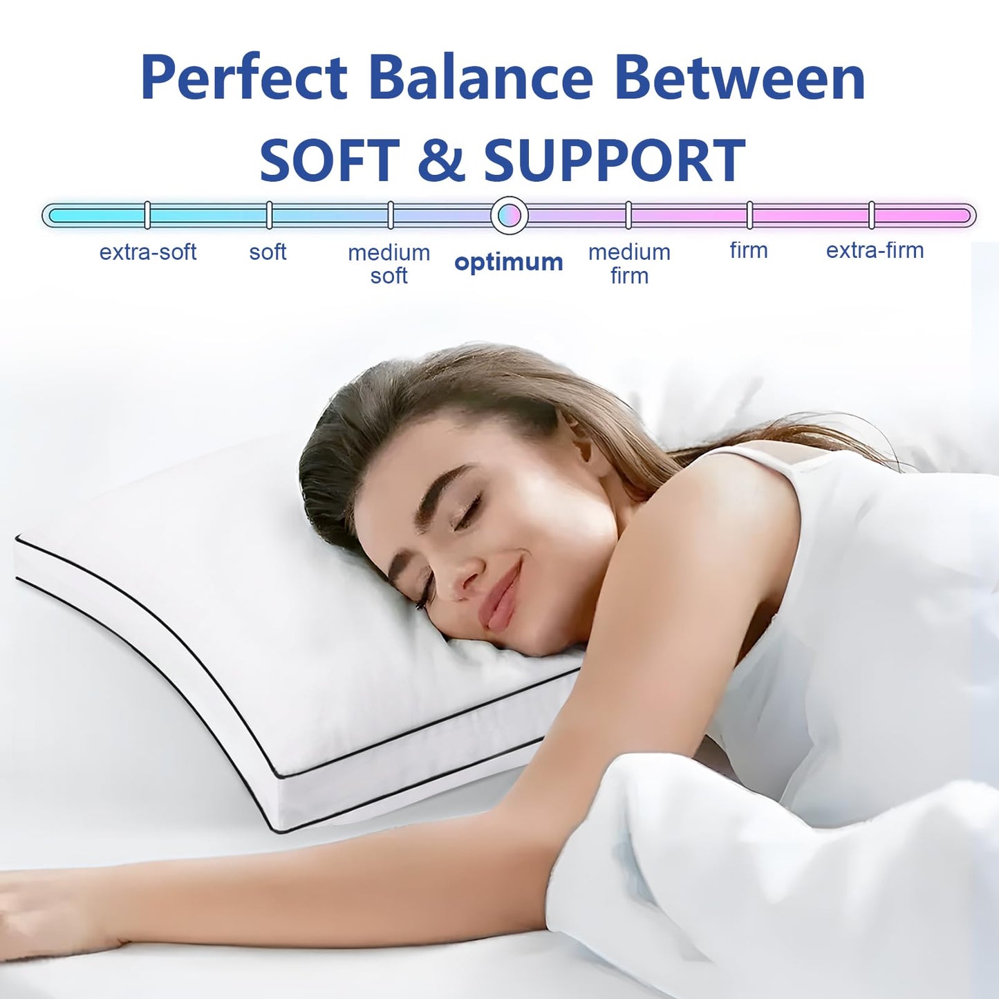 Premium Pillows Standard Size Set of 2, Fluffy and Supportive 7D Down Alternative Bed Pillow, Luxury Soft Hotel Quality Gusseted Pillow for Side Back Stomach Sleeper,Relief Neck Head and Shoulder Pain