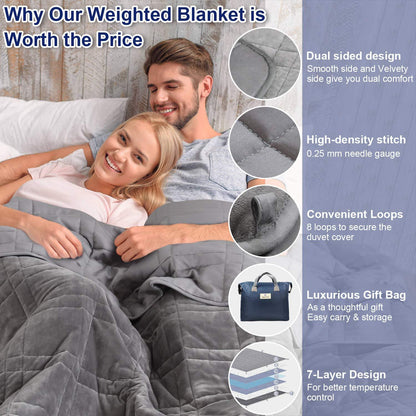 80''x87'' Weighted Blanket for Queen Size Bed(20lb, Reversible), Double-Sided Weighted Blanket with Warm Short Plush and Cool Tencel Fabric, Weighted Blanket for Adult & Couple - Carry Bag Included