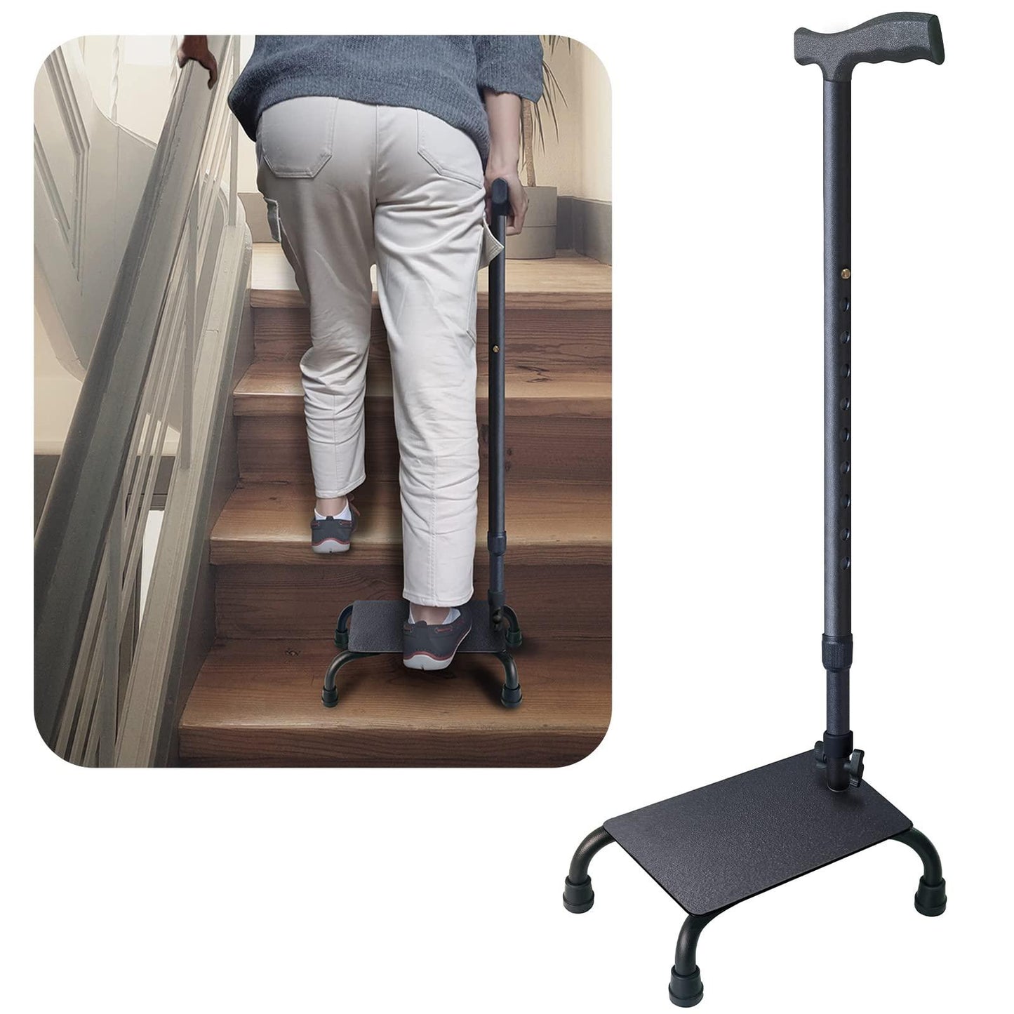 Aliseniors Stair Climbing Cane, FSA/HSA Eligible Stair Lifts Seniors Step Helper Walking Sticks for Easy Walking Up and Down Stairs, Adjustable Stair Steady Stairs Assist Aid for Men Women Elderly