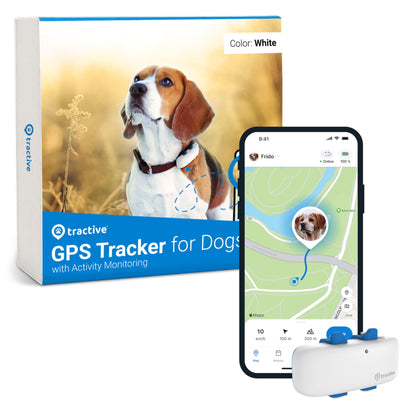 Tractive GPS Tracker for Dogs - Waterproof, GPS Location & Smart Pet Activity Tracker, Unlimited Range, Works with Any Collar (White)