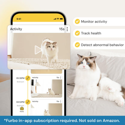 Furbo 360° Cat Camera + Nanny Bundle: Home Security & Cat Safety Alerts, Rotating Pet Treat Dispenser Camera with Speaker, Smart Home Indoor Cam w Phone App (Additional Subscription Required at Setup)