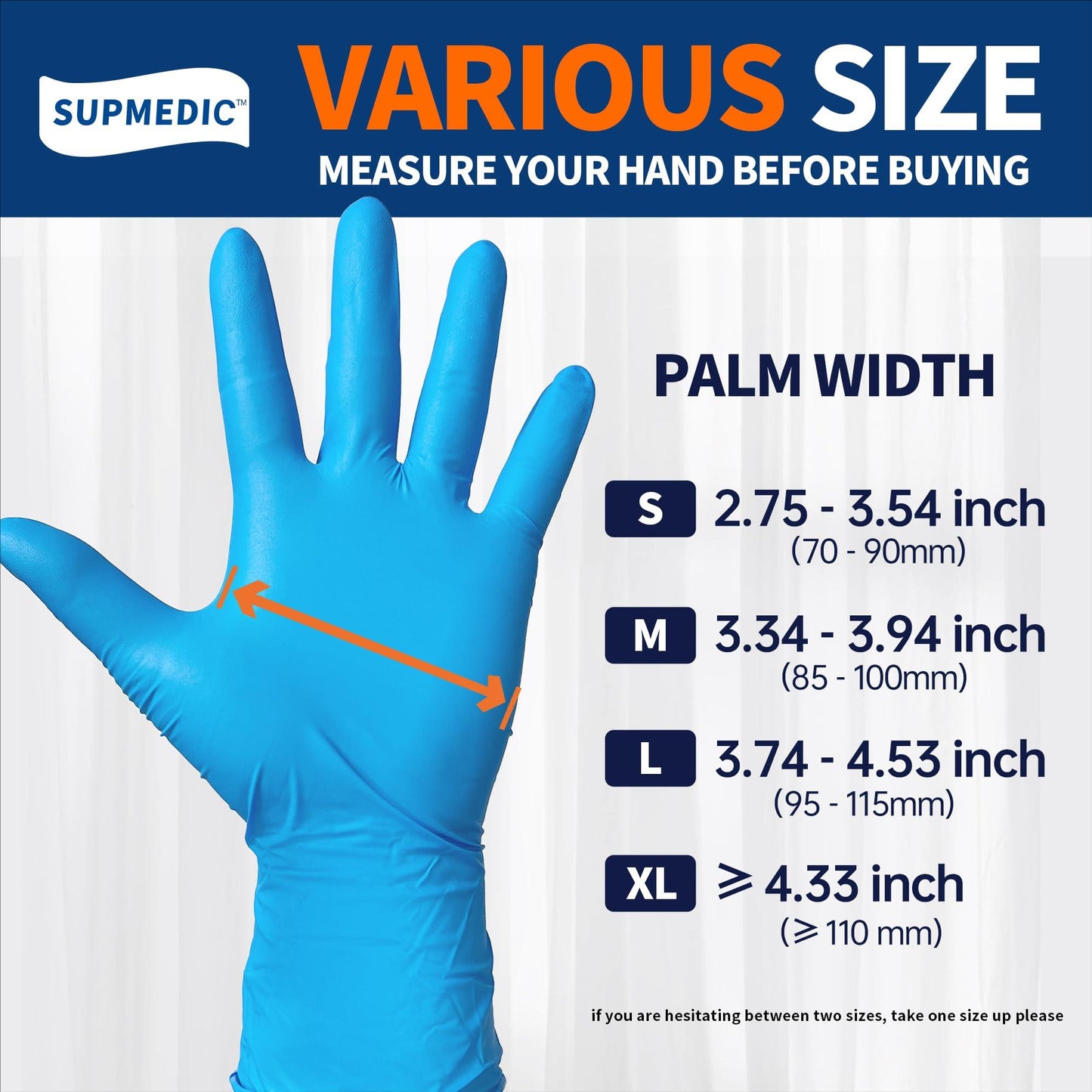 Supmedic Nitrile Exam Glove, 3.5 mil Disposable Medical Gloves Powder-Free Latex-Free, Box of 100 pcs (Blue) (Large)