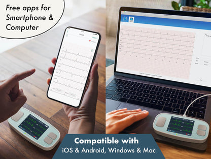 EMAY 6L Portable ECG Monitor | Record ECG and Heart Rate in 6 Channels | Compatible with Smartphone and PC | No Subscription Required