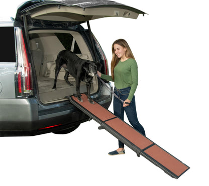 Pet Gear, Chocolate Travel Lite Ramp for Dogs & Cats, 71x16x4-inches, 15lbs, 200lb Load Capacity, Foldable, Rubber Grippers, Secure Placement, Patented Compact Easy-Fold Design, Two Models