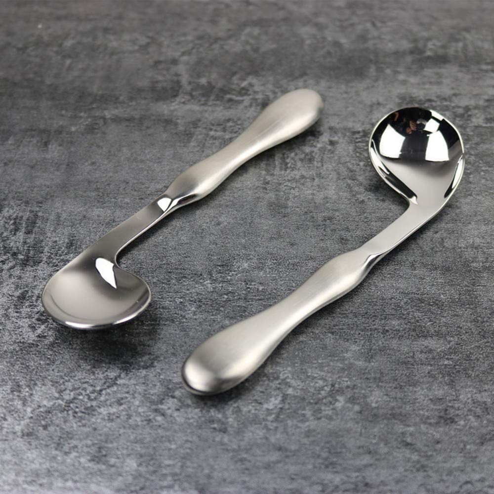 2-Piece Adaptive Curved Spoon Set - Angled Stainless Steel Utensils for Tremors, Arthritis & Parkinson's