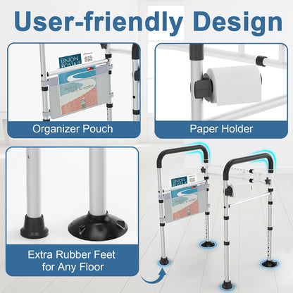 HOMLAND Toilet Safety Rails for Seniors, Adjustable Detachable Toilet Safety Frame with Handles for Elderly and Disabled, 350LBS Handicap Toilet Rail Fits Most Toilets