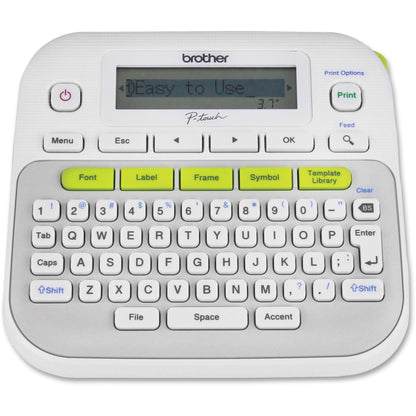 Brother P-touch, PTD210, Easy-to-Use Label Maker, One-Touch Keys, Multiple Font Styles, 27 User-Friendly Templates, White, Gray/White