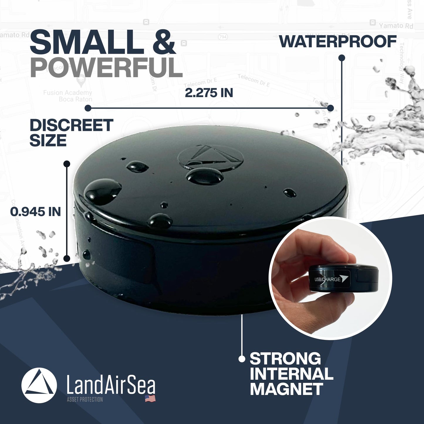 LandAirSea 54 GPS Tracker - Made in the USA from Domestic & Imported Parts. Long Battery, Magnetic, Waterproof, Global Tracking. Subscription Required