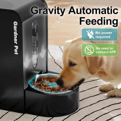 Automatic Gravity Pet Feeder, 1.8 Gallons*2 Dog Feeder and Water Dispenser Set, 2-in-1 Automatic 100% BPA-Free Feeder and Stainless Steel Water Dispenser for Dogs, Cats, Rabbits, Puppies (Black)