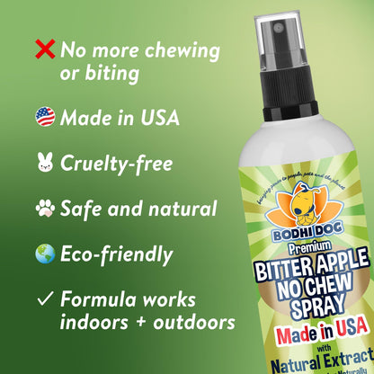 Bodhi Dog Premium Bitter Apple No Chew Spray | Natural Training Aid | Bitter Apple Chewing Spray for Dogs & Puppies | Deter Dogs from Chewing & Biting | Made in USA | 8oz