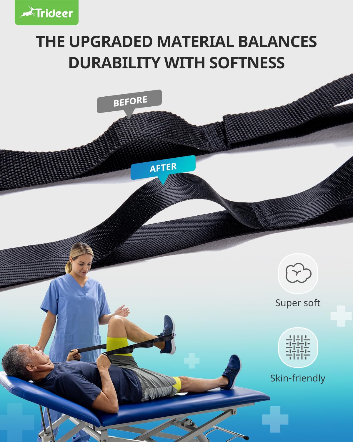 Trideer Stretching Strap Yoga Strap Physical Therapy for Home Workout, Exercise, Pilates and Gymnastics, 10 Loops Non-Elastic Stretch Bands with Aesthetic Packaging for Women & Men (Black)