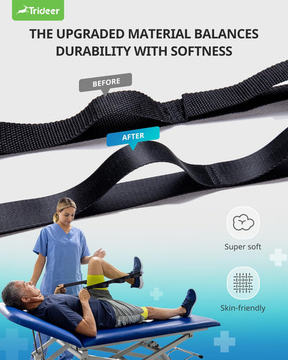 Trideer Stretching Strap Yoga Strap Physical Therapy for Home Workout, Exercise, Pilates and Gymnastics, 10 Loops Non-Elastic Stretch Bands with Aesthetic Packaging for Women & Men (Black)