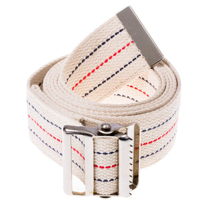 COW&COW Transfer and Gait Belt with Metal Buckle - Transfer Walking and Standing Assist Aid for Caregiver Nurse Therapist 2 inches (Beige with Stripes, 60")