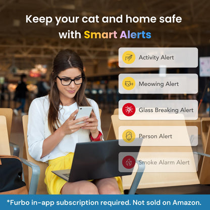 Furbo 360° Cat Camera + Nanny Bundle: Home Security & Cat Safety Alerts, Rotating Pet Treat Dispenser Camera with Speaker, Smart Home Indoor Cam w Phone App (Additional Subscription Required at Setup)