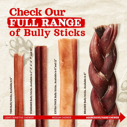 Natural Farm Odor-Free Select Bully Sticks, (6-Inch, 1-Pound), Hand Selected for Consistent Thickness, 100% Beef Pizzle Dog Chews, Fully Digestible, High Protein, Best Dental Treats