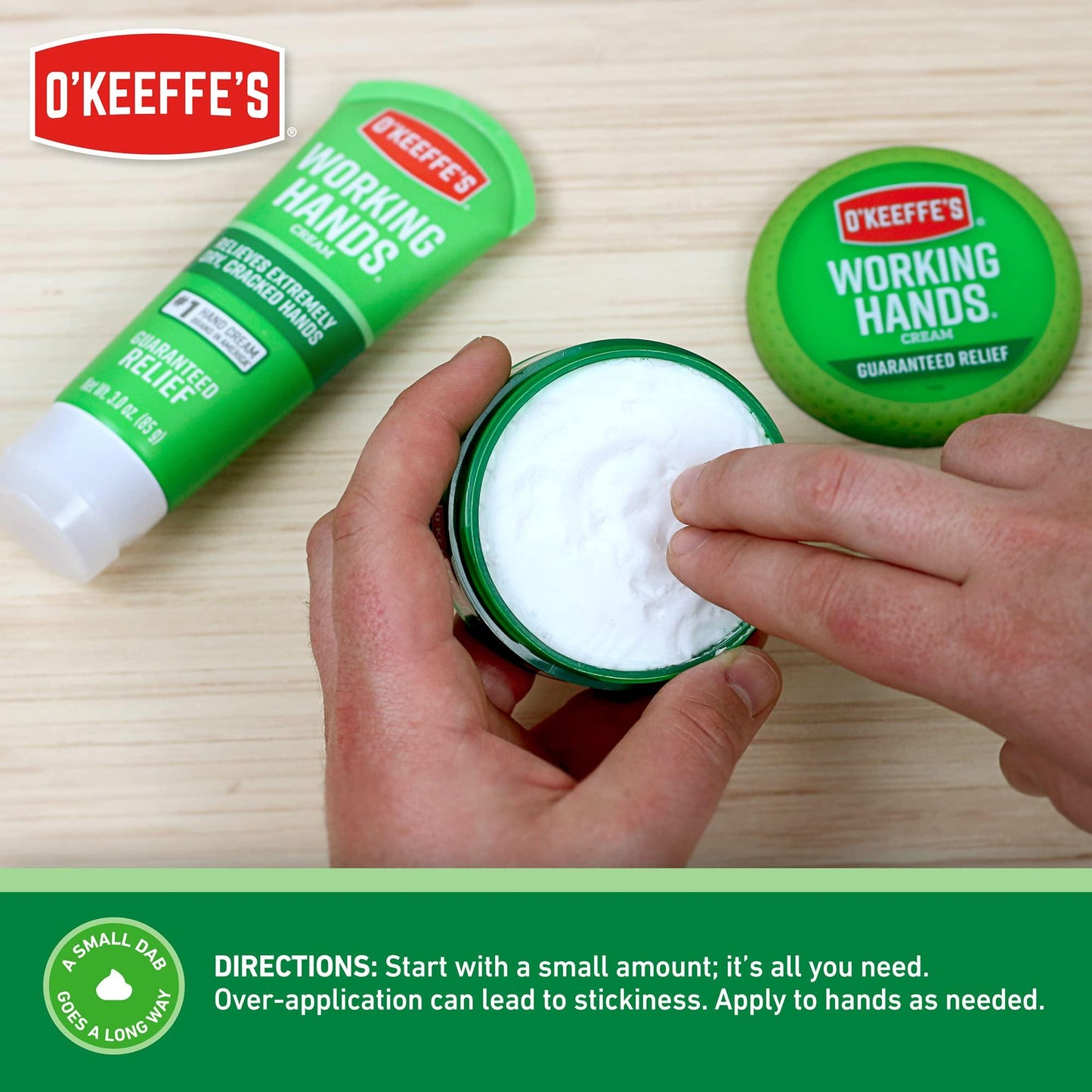 O'Keeffe's Working Hands Hand Cream for Extremely Dry; Cracked Hands; 3.4 Ounce Jar; (Pack 2)