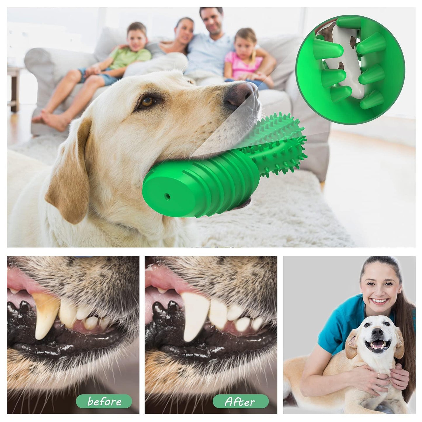 Dog Chew Toys Dog Toothbrush Stick Teeth Cleaning Brush Dental for Medium Large Dog, Puppy Christmas,Easter Birthday Gifts,Outdoor Dog Squeaky Toys for Aggressive Chewers Tough Toys Interactive