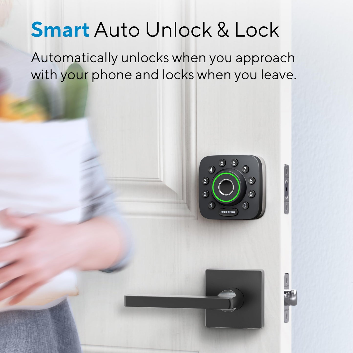 ULTRALOQ Smart Lock U-Bolt Pro, 7-in-1 Fingerprint Keyless Entry Door Lock with App Control, Anti-peep Keypad, Auto Unlock, Auto Lock, IP65 Waterproof