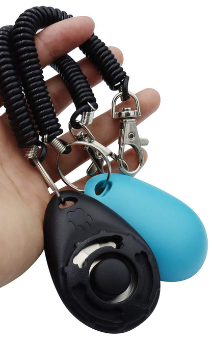 HoAoOo Pet Training Clicker with Wrist Strap - Dog Training Clickers (New Black + Blue)