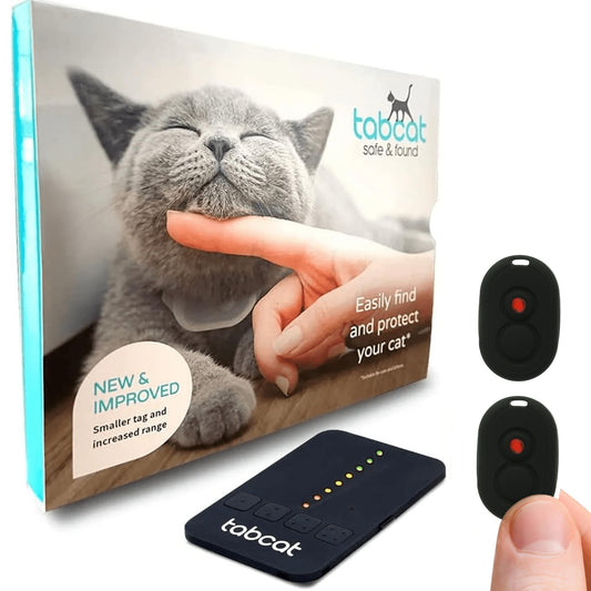 Tabcat V2 Cat & Kitten Tracker - More Accurate Than GPS - No Monthly Subscription - Includes 2 Homing Tags & 2 Splashproof Protective Cases - for Indoor & Outdoor Cats - Small & Lightweight Tags