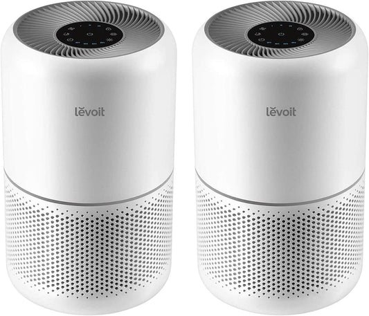 LEVOIT Air Purifier for Home Allergies Pets Hair in Bedroom, Covers Up to 1095 ft² by 45W High Torque Motor, 3-in-1 Filter, Sleep mode, Remove Dust Smoke Pollutants Odor, Core 300-P, White, 2 Pack