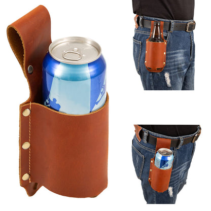 Beer Belt,Leather Beer Holster Bottle Holders,Beer Holster Belt Holder,Grilling Beer Gifts for Men Father Day Christmas, for Beer Drinkers/Lovers Beer Accessories for Travel Camping Party