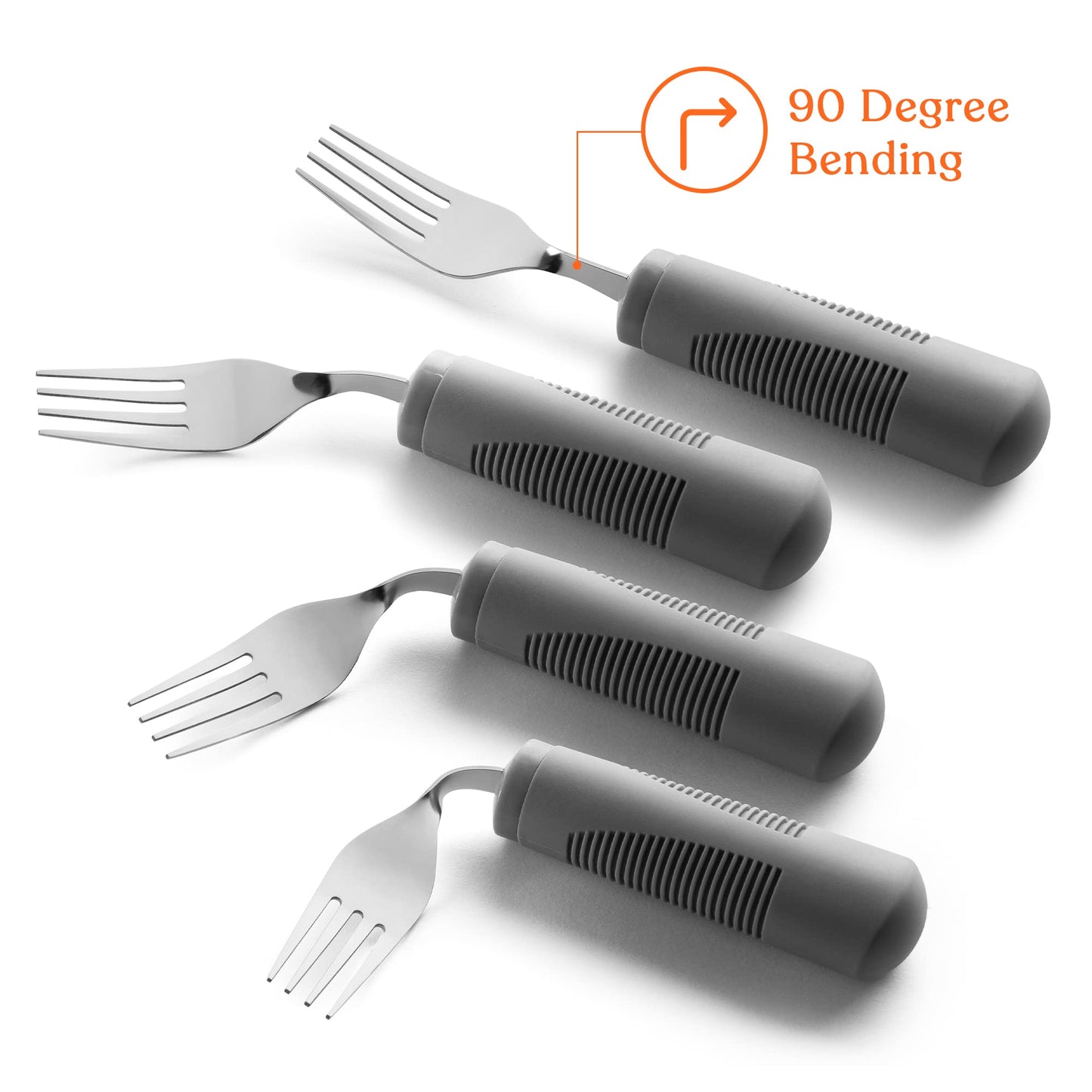 Special Supplies Adaptive Utensils (4-Piece Kitchen Set) Weighted, Non-Slip Handles for Hand Tremors, Arthritis, Parkinson’s Elderly use - Stainless Steel Knife, Fork, Spoons (Grey)