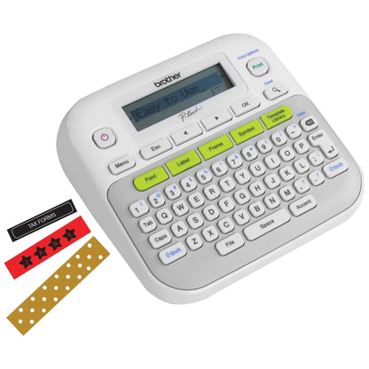 Brother P-touch, PTD210, Easy-to-Use Label Maker, One-Touch Keys, Multiple Font Styles, 27 User-Friendly Templates, White, Gray/White