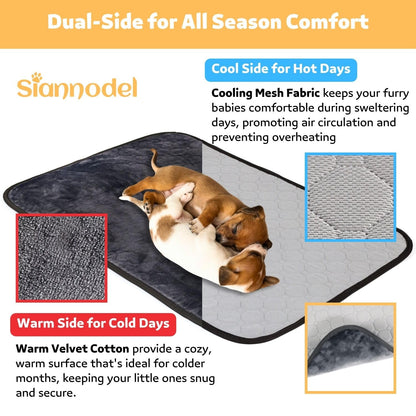 Siannodel Dog Crate Mat Liner, Dual Side for All Season Comfort, Washable & Waterproof Soft Fluffy Puppy Pee Pad for Bedding & Training, Medium - 23x36