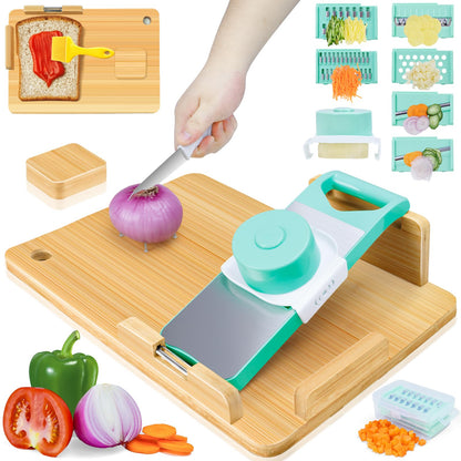 Adaptive One-Handed Cutting Board, Handicap Kitchen Tools with Bread Stops and Steel Spikes, Easy to Clean, Ideal Gifts for Senior Citizens, Stroke Survivors and Amputees