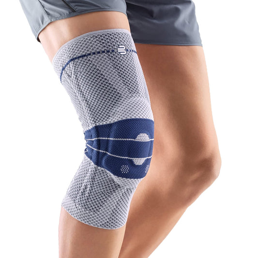 Bauerfeind GenuTrain Knee Support Brace (New Version) - Targeted Support for Pain Relief & Stabilization for Weak, Swollen & Injured Knees & Arthritis - Size 5C, Comfort - Color Titanium